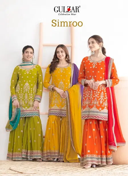 Simroo By Gulzar Premium Chinon Embroidery Readymade Suits Orders In India